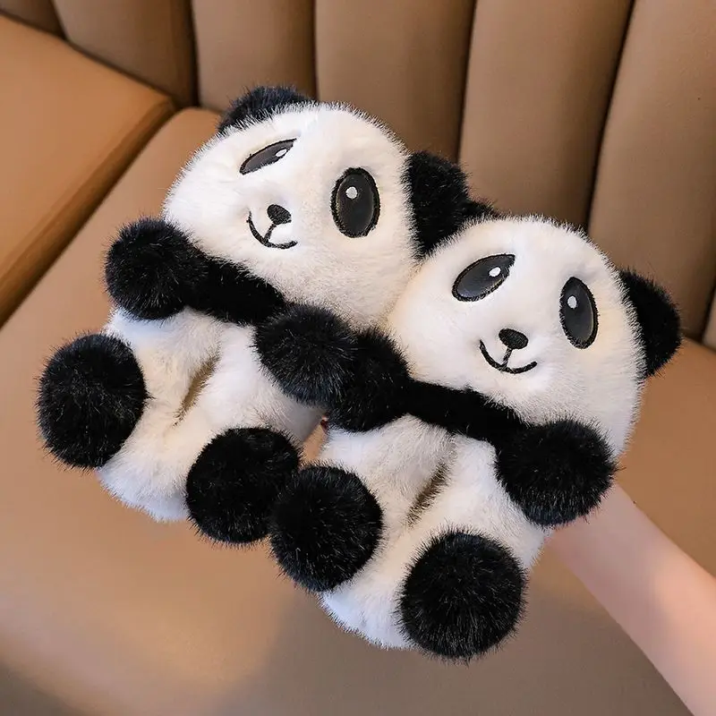 

Warm Comfortable Kids House Slippers Home Cute Panda Kawaii Girls Winter Slip-On Shoes Plush Cartoon Indoor Floor Slippers