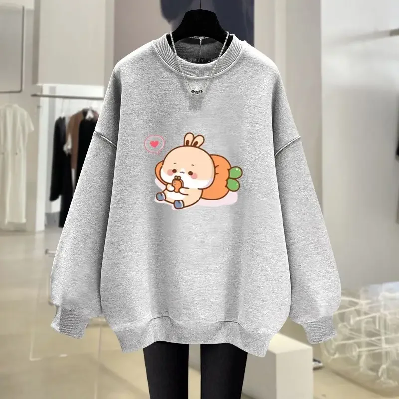 

Autumn New Fashion Basics Comfortable Soft Sweatshirts Women Vintage Cartoon Printed O-neck Loose Hoodies
