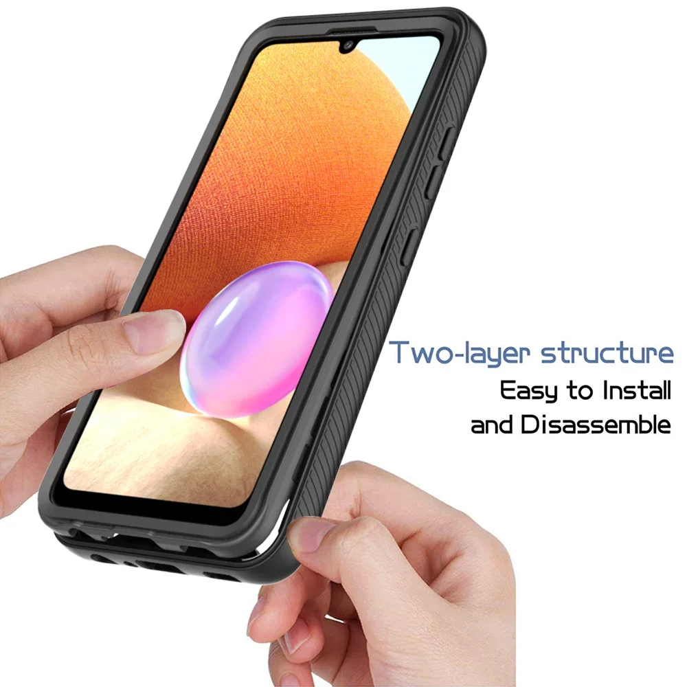 حافظة هجينة متينة مضادة للصدمات لهاتف سامسونج جالاكسي A12 A32 A52 A21s A51 A71 A50 A50s غطاء خلفي من البلاستيك Fundas