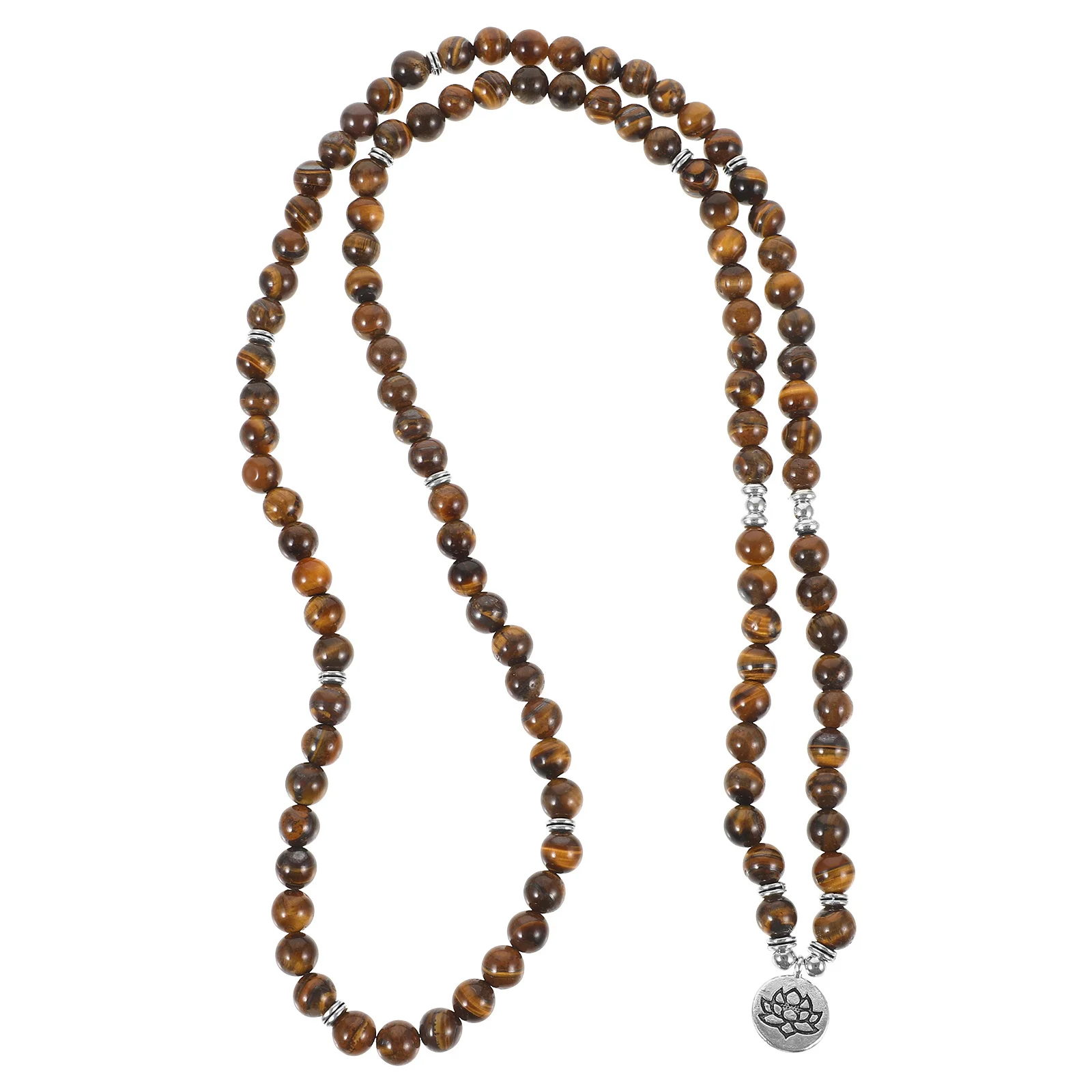 

Lotus Pendant Necklace Bracelet Smooth Stone Beads Beaded Necklace Chain Versatile Fashion Jewelry for Women Vintage Style