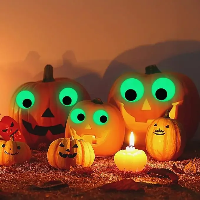 6mm-25mm Glow in The Dark Wiggle Googly Eyes Self Adhesive Plastic Green Sticker Luminous Eyes for DIY Crafts Halloween Decor
