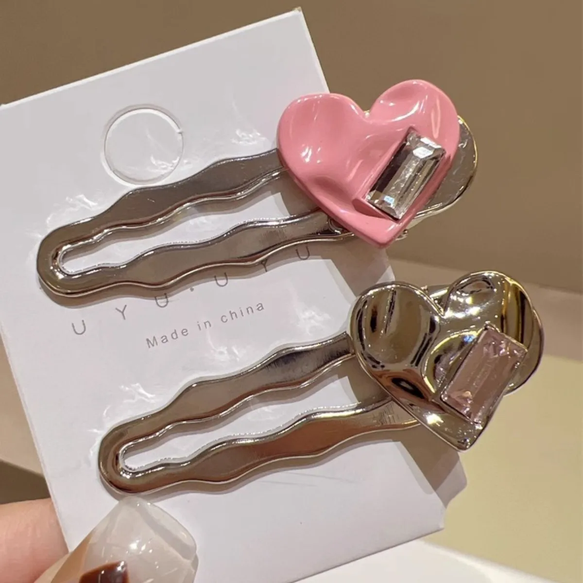 Metal Wave Love Heart Hairpins Ins Sweet Wavy Edge Bangs Clip Duckbill Clip Side Clip Hairpin Headdress Female Hair Accessories