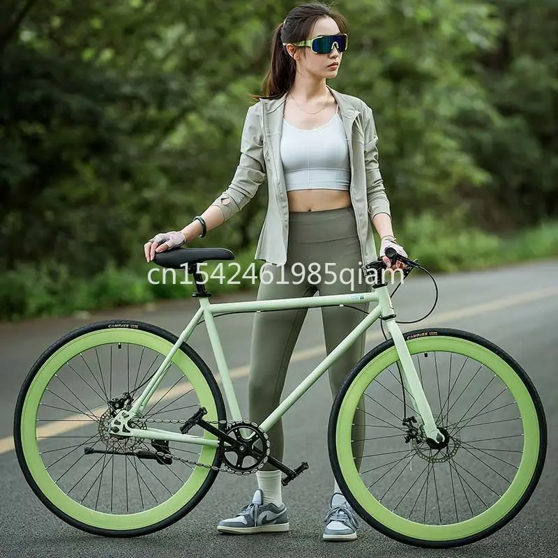 Bicicleta urbana con mango plano 700C, marco de acero rico en carbono, cuerpo pintado, bicicleta de carretera con mosca muerta, para adultos y adolescentes, ultraligera de marcha única