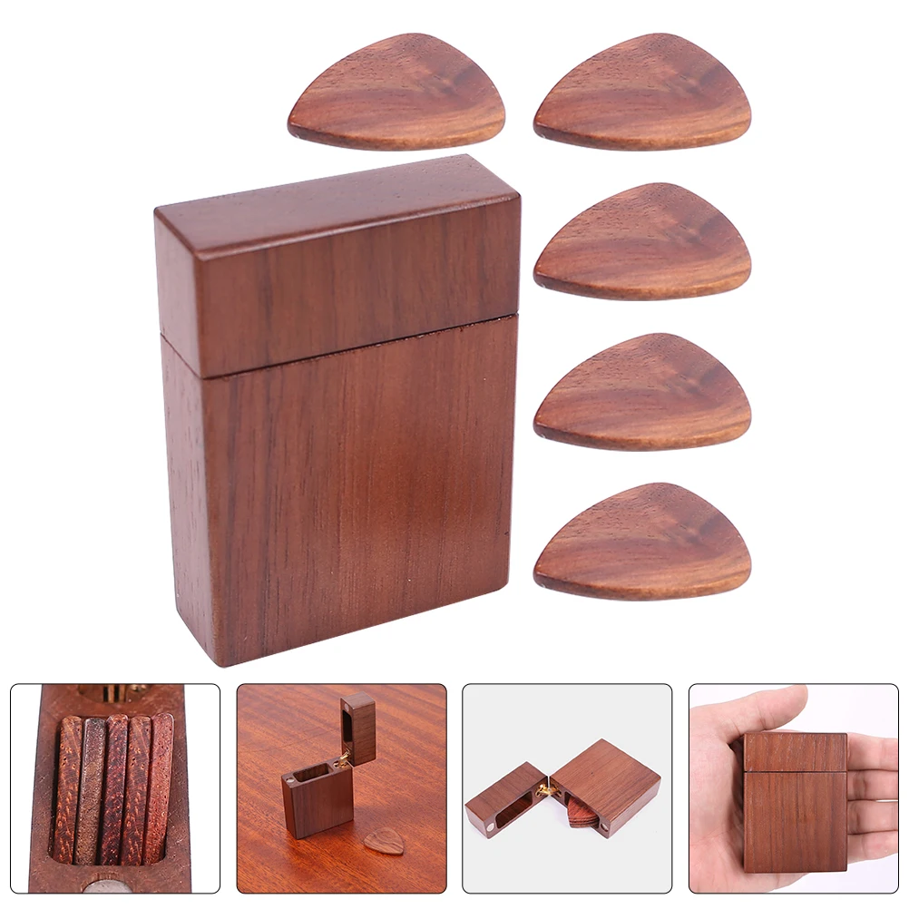 

Pick Storage Box Guitar Plectrum Holder Organizer Wooden Picks Display Base Case