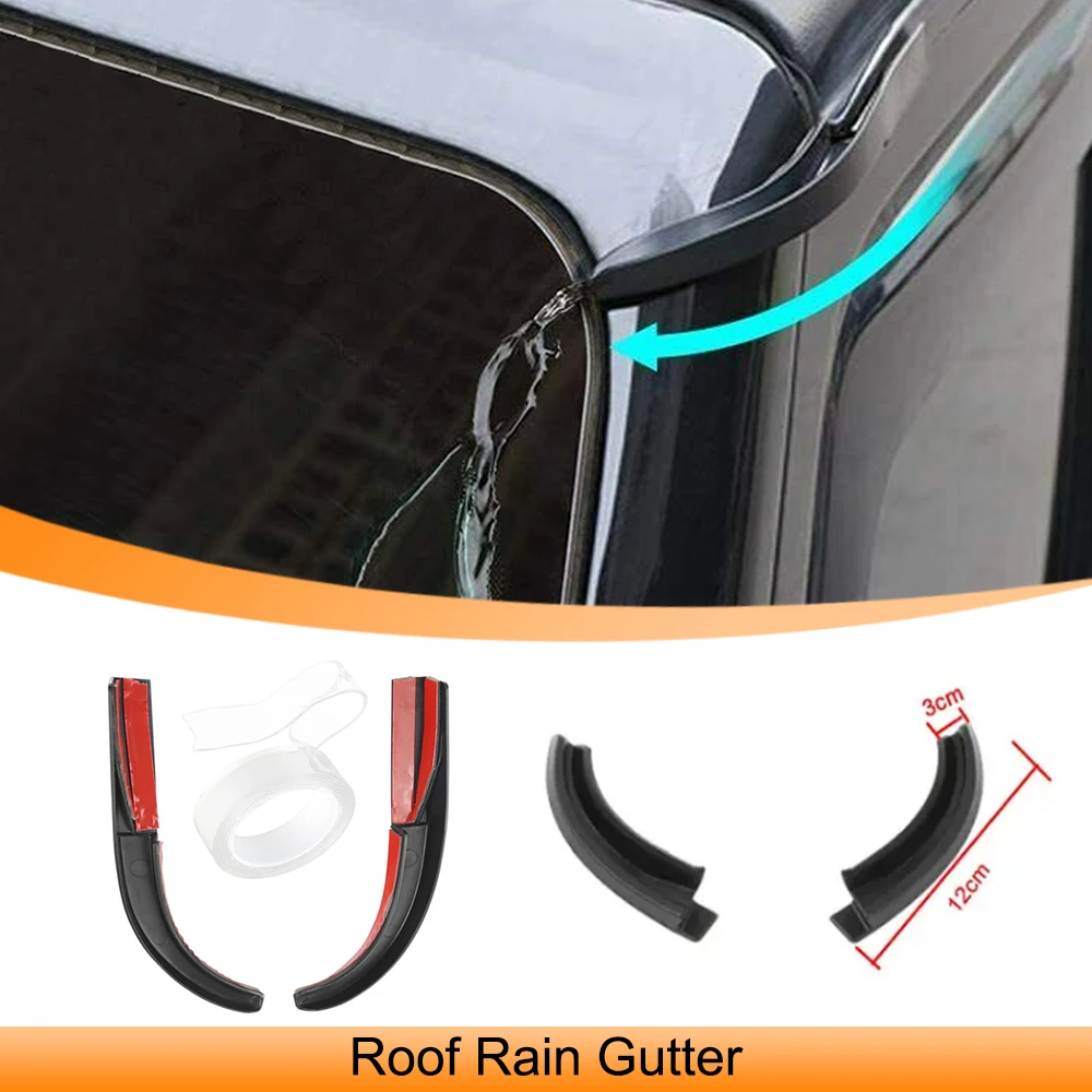 Car Roof Rain Gutter Extensions for Jeep Wrangler JK 2007-2017 JL Gladiator JT 2018 2019 2020 2021 2022 2023 External Accessory