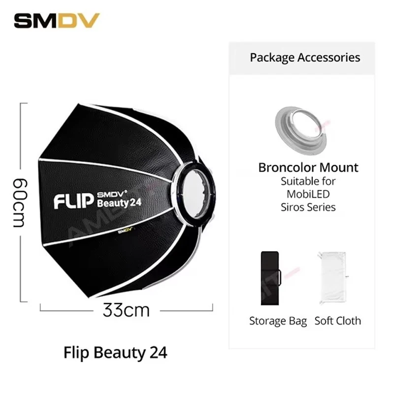SMDV Flip Beauty 20 24 Snel los te maken parabolische sterke reflecterende beauty-diffuser voor Bowens Elinchrom Broncolor flitserbevestiging