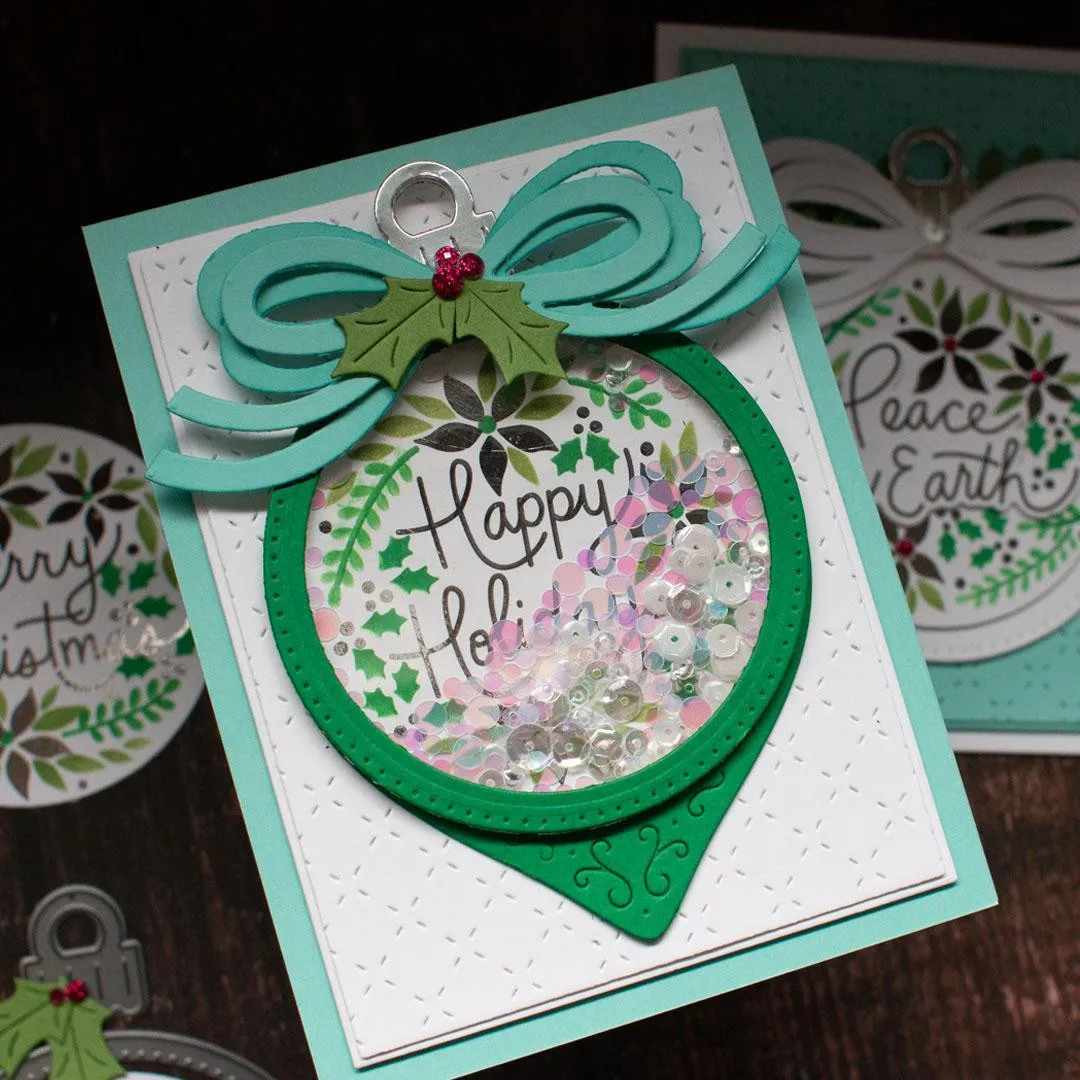 Berry & Bright Greetings Christmas Stamps and Metal Cutting Dies Sets for DIY Craft Making Greeting Card Scrapbooking Decoration