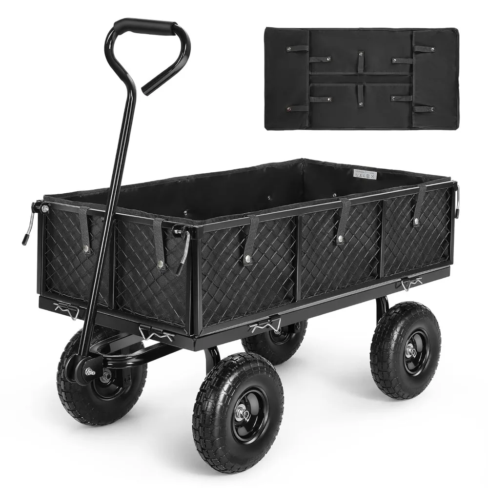 

Steel Garden Cart 880 lbs Capacity Heavy Duty Garden Wagons,with Removable Steel Mesh Sides to Convert into, Customized
