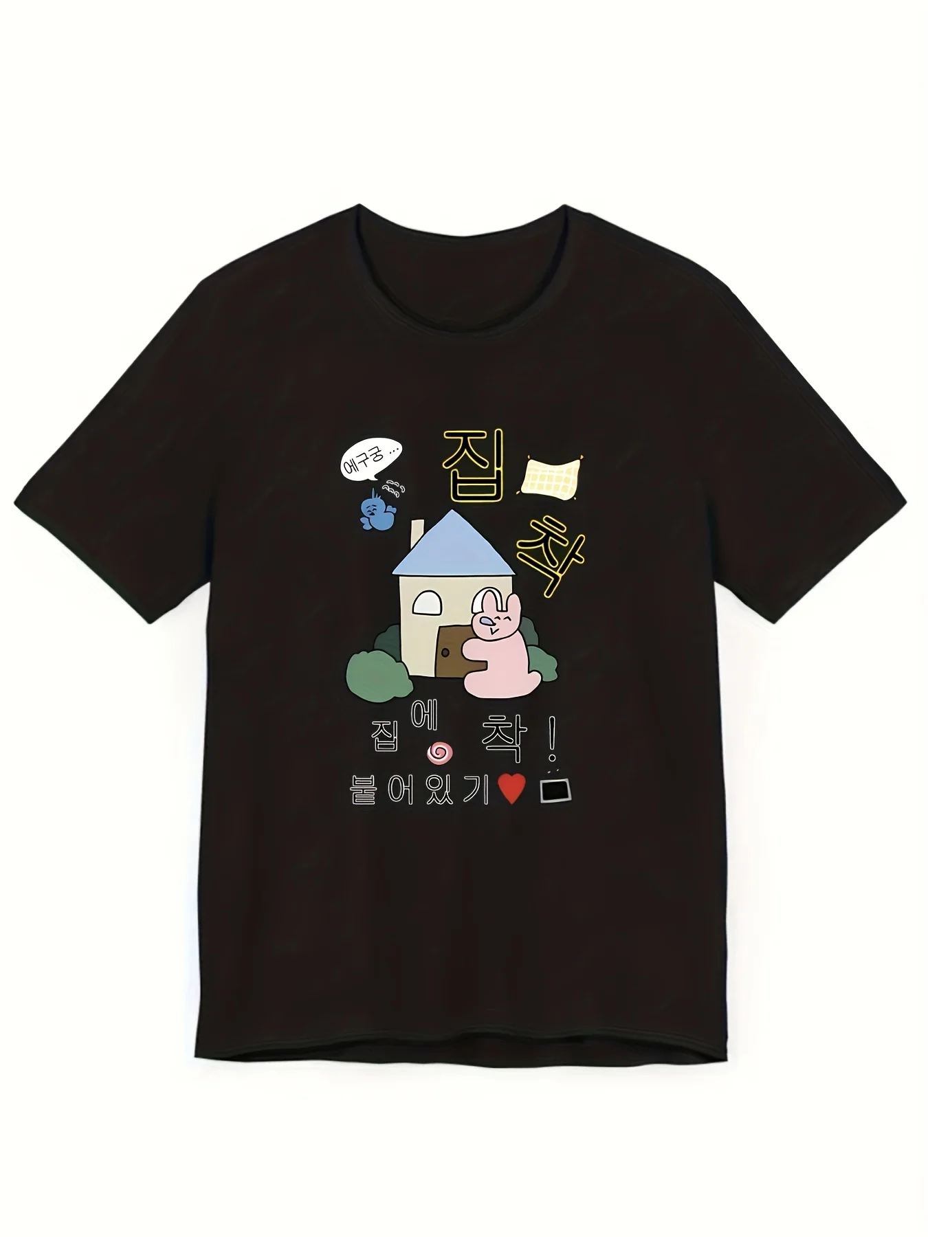 

Women Cute Printed Summer T Shirt Korean Retro Street Style Slim Soft Casual Top for Dating Daily Wear