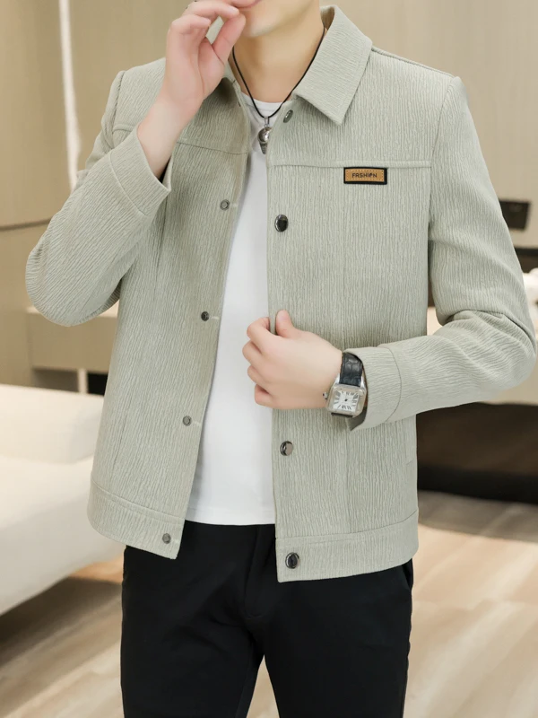 

Men's Slim Fit Thiened ort Jaet Korean Sle Faionable Collar Coat Breathable Polyester Nylon Cosite Fiber Casual ...