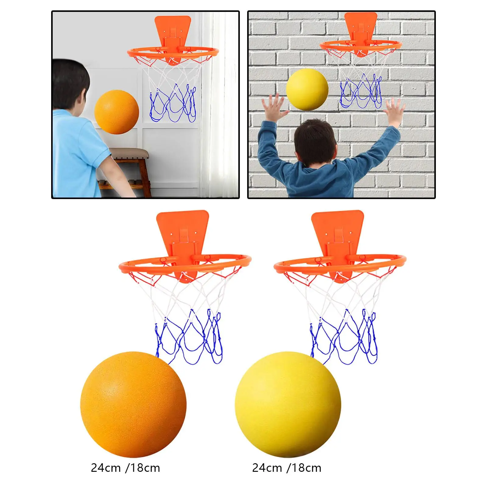 Silent Basketball with Hoop High Density Foam Ball Educational Patting Ball for