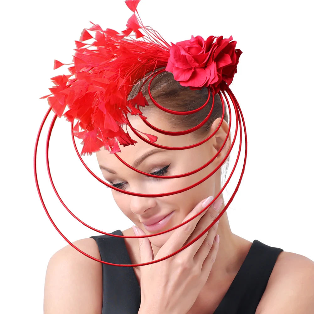 

New Red Party Headpiece Millinery Headbands Wedding Fascinator Hats Bride Cocktail Race Hair Accessories Amazing Fascinators