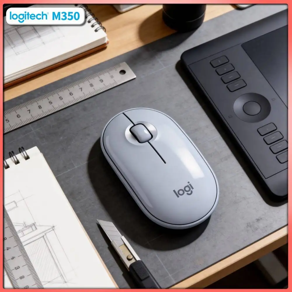 Logitech M350 Ergonomic Silent Mouse - Comfort Palm Fit, Quiet Operation, USB Storage, 77g Light, Home Office Helper