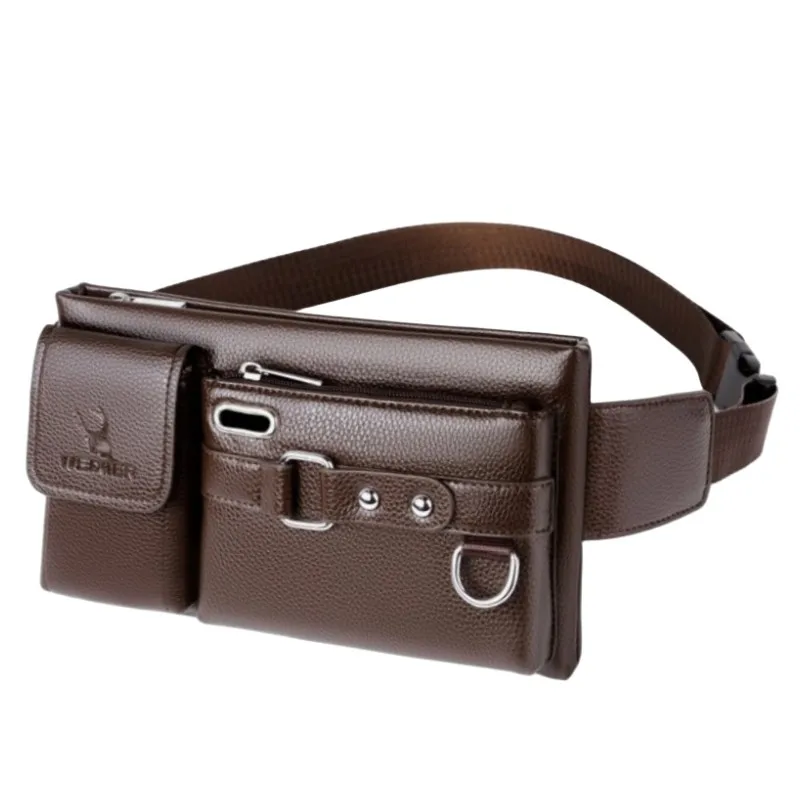 

Men's Chest Bag PU Leather Waist pack Outdoor Sports Pauch Male Small Running Fanny Pack Crossbody Chest Money Belt Bags Hip Bag