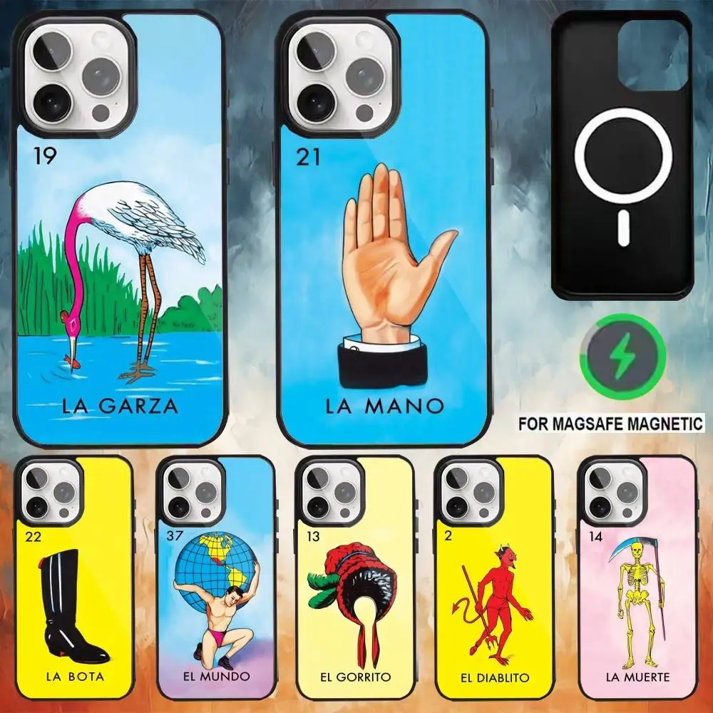 

Mexican Bingo Loteria-as Phone Case For iPhone17,16,15,14,13,12,11 Plus,Pro Max Magnetic For Magsafe Wireless Charging