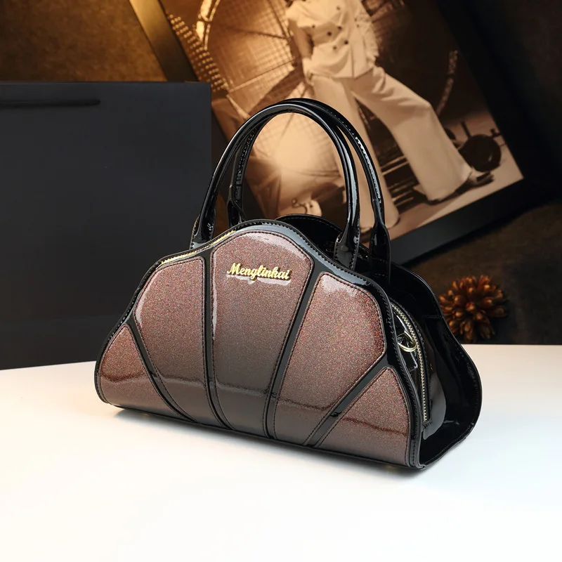 

Женская сумка-тоут из лакированной кожи, винтажная сумка через плечо с элементами пэчворка, роскошная шикарная сумочка, новинка сезона осень-зима 2026