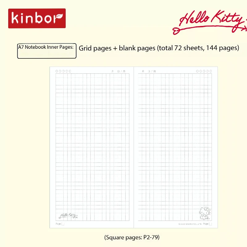 Kinbor Hello Kitty Kieszonkowy Notatnik A7 Mini Dziennik Przenośny Kompaktowy Notatnik do Kolekcjonowania Znaczków Notatnik Podróżny Kawaii Artykuły Papiernicze — zdjęcie produktu 6