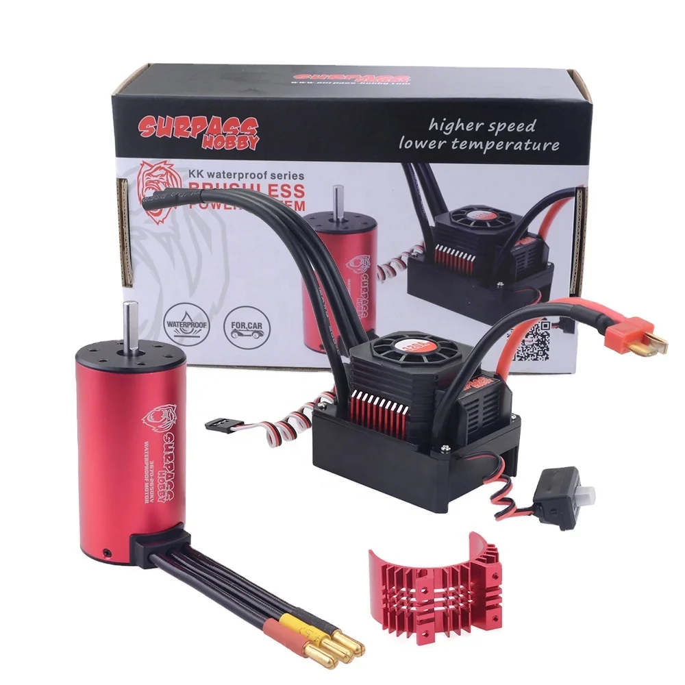 Бесколлекторный двигатель RC 3670 2650kv без датчиков с бесколлекторным ESC 120A + крышка радиатора + водонепроницаемый сервопривод S1500M 15KG для радиоуправляемых машин 1/10