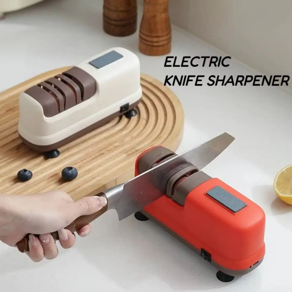 4-Stage Precision Electric Cutter Sharpener Suction Cup Base Food Grade Automatic Sharpening Stone Multifunctional Non-slip