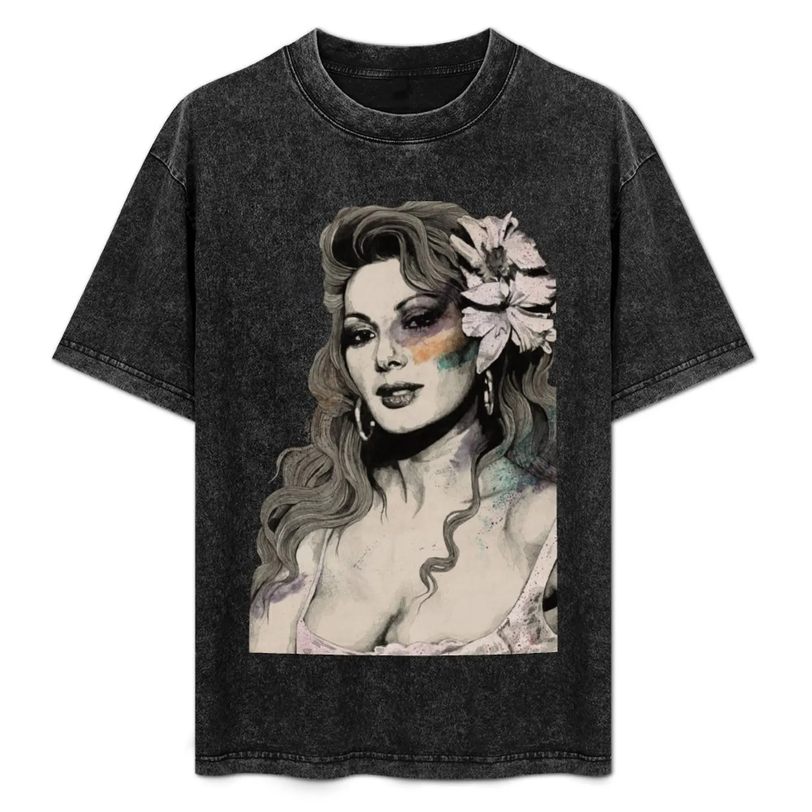 Camiseta Edwige (retrato sexy de Edwige Fenech estilo street art), camiseta informal de talla grande y alta