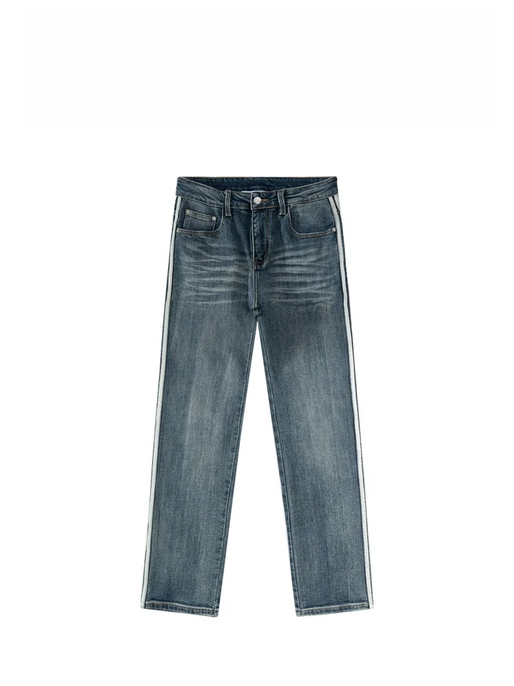 

Мужские джинсы BAIRBAOLIY: роскошные, модные, с полосатыми вставками, в стиле ретро, прямого кроя, зауженные, повседневные, городские, молодежные, прямого силуэта