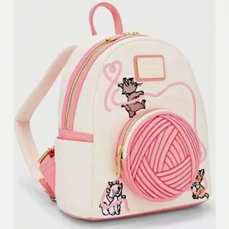 The Aristocats Marie Floral Allover-Print Mini Backpack Womens Double Strap Shoulder Bag Purse Cartoon Baby Leather Bags view 3