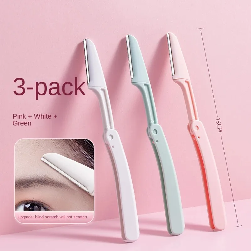 3pc Safe Folding Ladies Face Shaver Eyebrow Trimmer Blade Anti-Scratch Razor Makeup Tools Eyebrow Trimmer Face Razor for Women