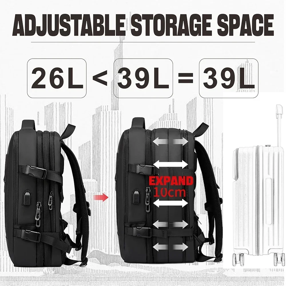 SWISS MILITARY Travel Backpack Men Business Backpack School Expandable USB Bag Large Capacity 15.6 Laptop Waterproof Fashion bag