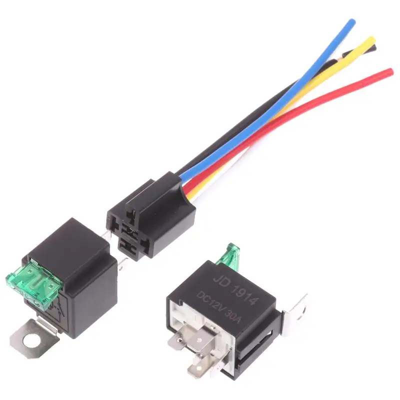 

4/5 Pin SPST Fuse Relay For Car Truck Waterproof 12V 24V 30A Fuse Relay Switch With 14AWG 16 AWG Wire