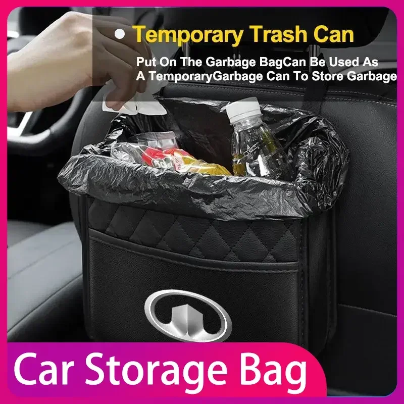

Car Backseat Multifunction Leather Hanging Storage Bag Interior Accessories For Great Wall Hover H5 H3 Safe M4 Wingle 5 Deer