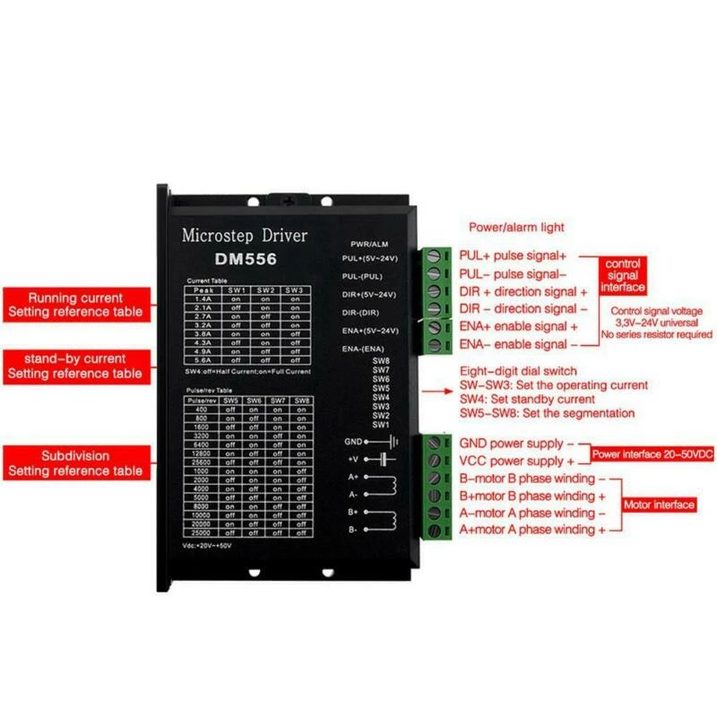 Digital Stepper Driver, Dm556 Progressive Motor Driver Is Suitable For Nema 23, Nema 24 And Nema34 Stepper Motors