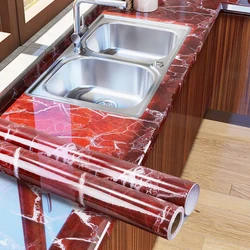 PVC Waterproof Oilproof Kitchen Stove Table Top Stone Wall Paper Old Furniture Renovation Sticker Self-Adhesive Marble Wallpaper