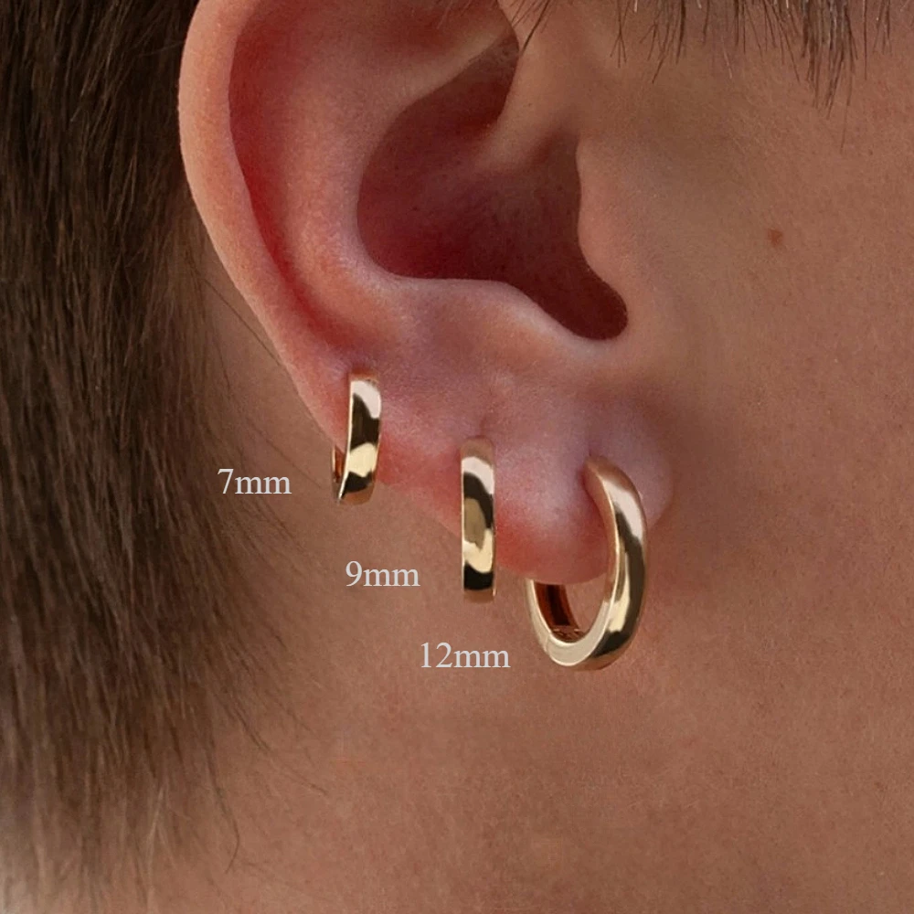 Minimalist Square Edged Hinged PVD Stainless Steel Huggie Hoop Earrings for Women Men Chunky Punk Stackable Cartilage Jewelry 1