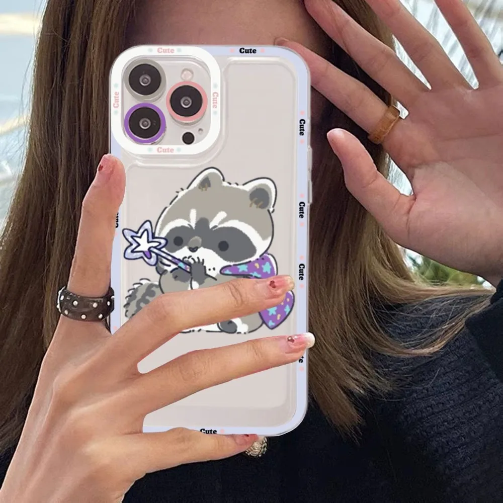 Cute Animal Raccoons Phone Case For Samsung S 20 S 21 S 22 S 23 lite plus ultra Mobile Cover