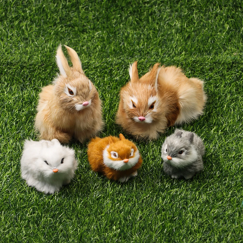 15CM Mini Realistic Cute White Plush Rabbits Fur Lifelike Animal Bunny Simulation Rabbit Toy Model Children's Birthday Gift