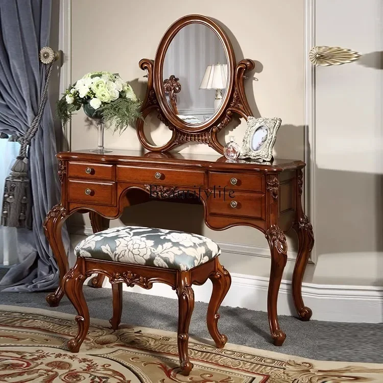 

American old high-end dresser combination European dressing mirror dressing table table