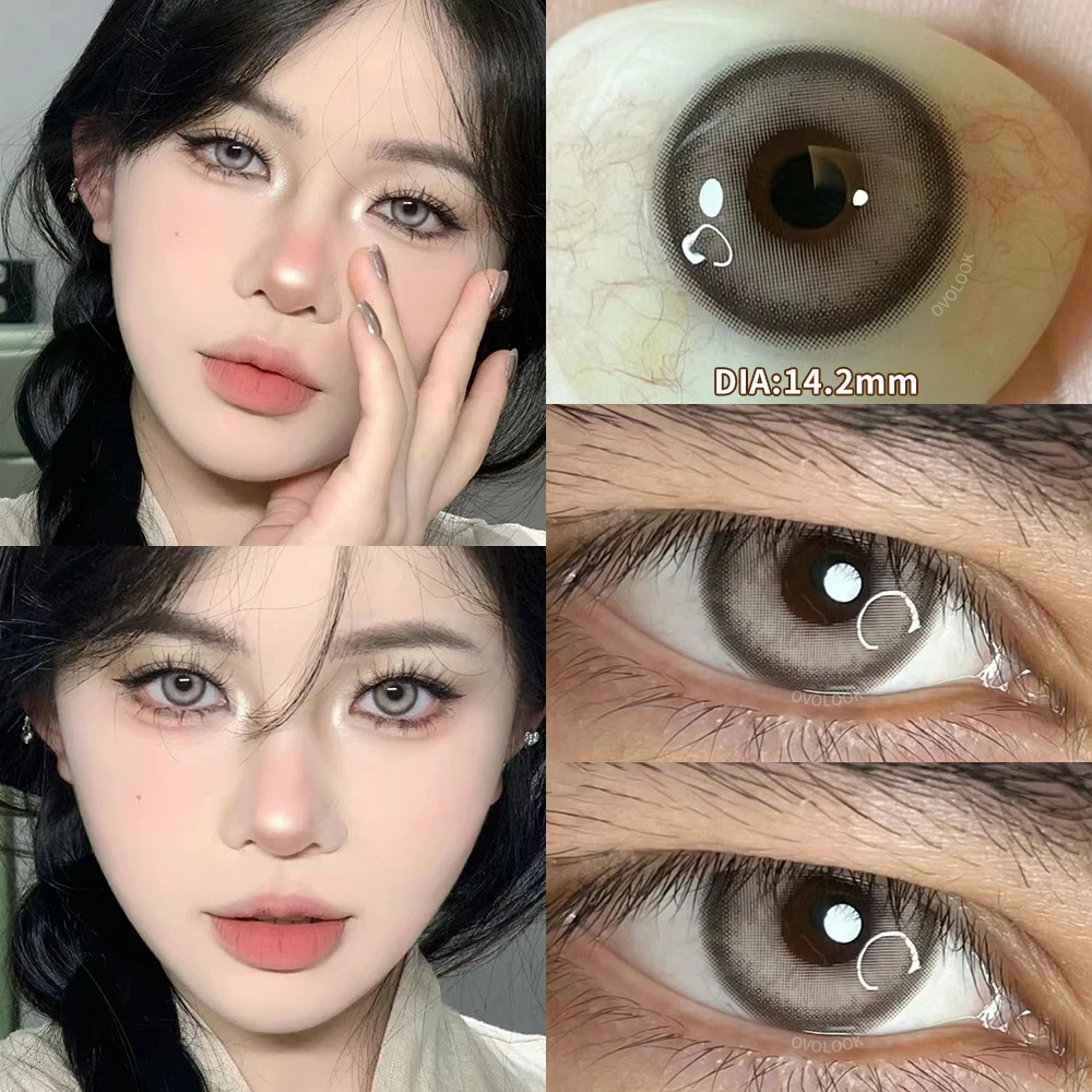 OVOLOOK-1 Pair(2pcs) Blue Contact Lenses Myopia Pupils With Diopters Fashion Lenses for Eyes Color Lenses Prescription Lenses