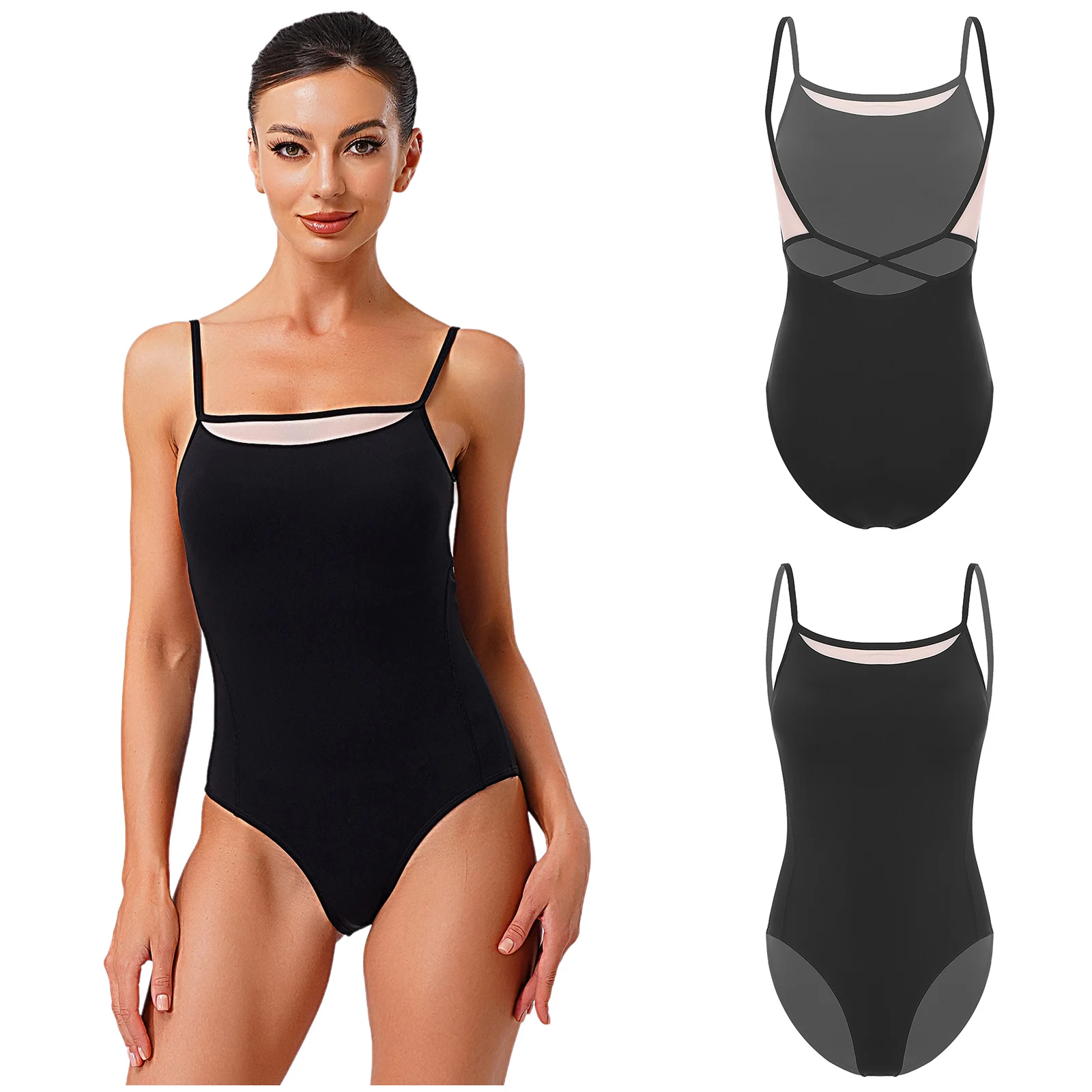 

Women Sleeveless Backless Ballet Dance Leotard Stretchy Breathable Mesh Sling Bodysuit for Ballet Practicing Dance Bodysuits