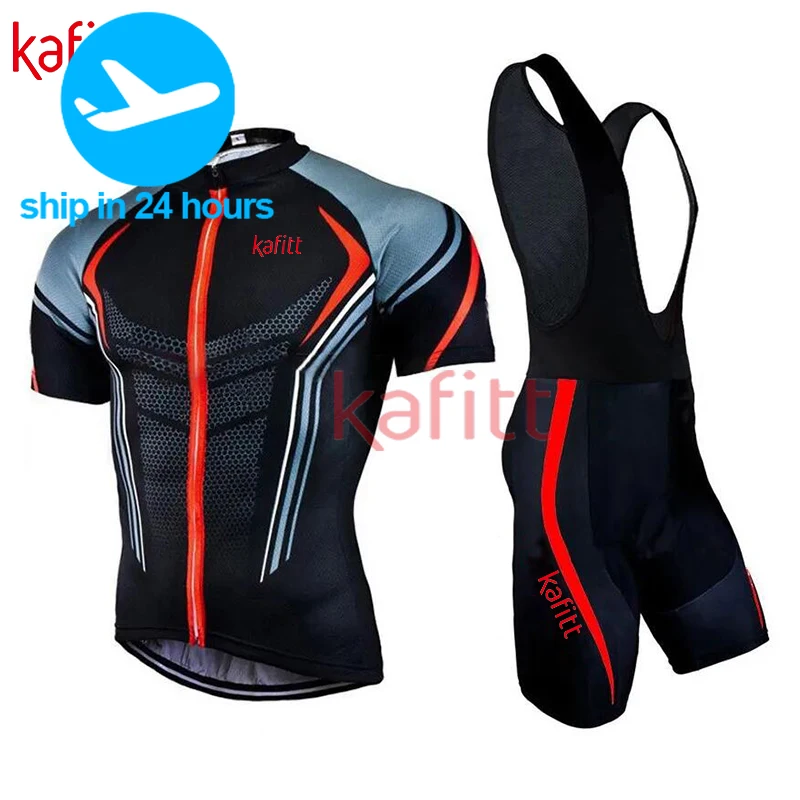 Kafitt Men's Bicycle Cycling Suit Set Shirt+Strap Shorts Road Cycling Suit Work Uniform Customized Two Piece Set