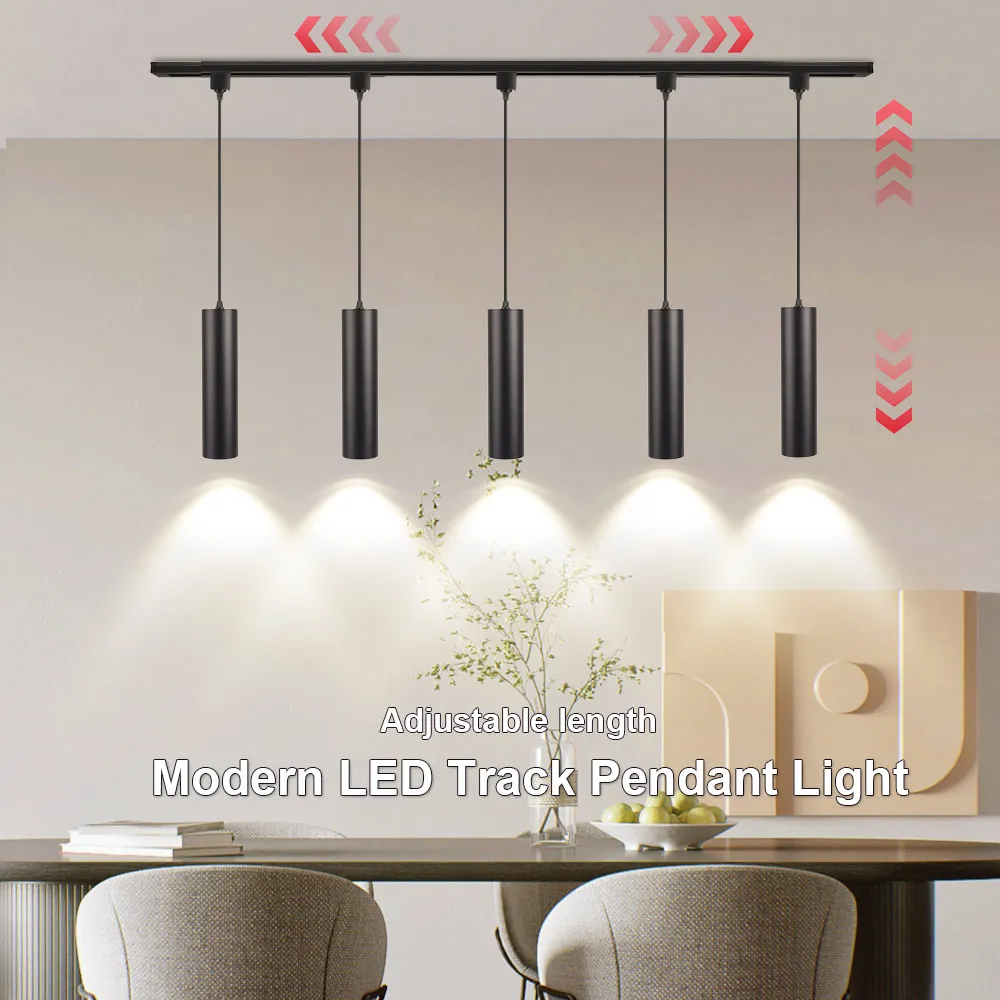 Modern LED Track Pendant Light 90-260V Ceiling Dining Table Long Tube Hanging Lamp For Living Room Kitchen Chandelier Home Decor