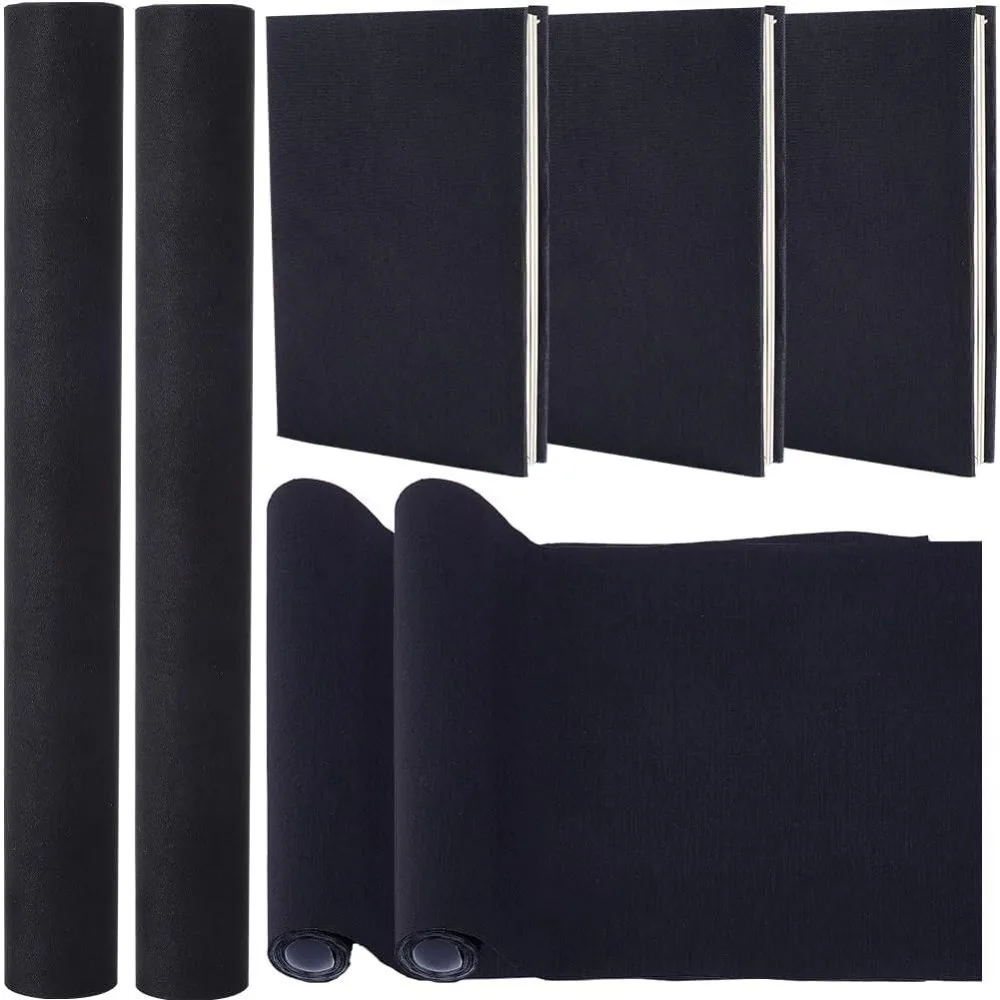 51x11.8 2 Rolls Book Cloth Black for Book Binding A4-A8 Fabric Surface Paper Backed Bookcover Books Album Scrapbooking Archival