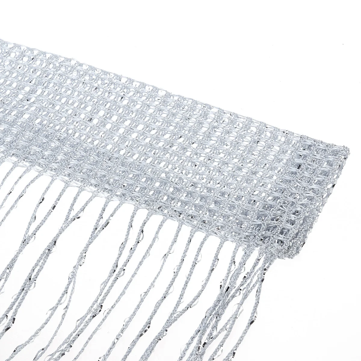 

1Pcs 2M X 1M Silver Door String Curtain Lightweight Fade Resistant Room Divider for Bedroom Living Window Display