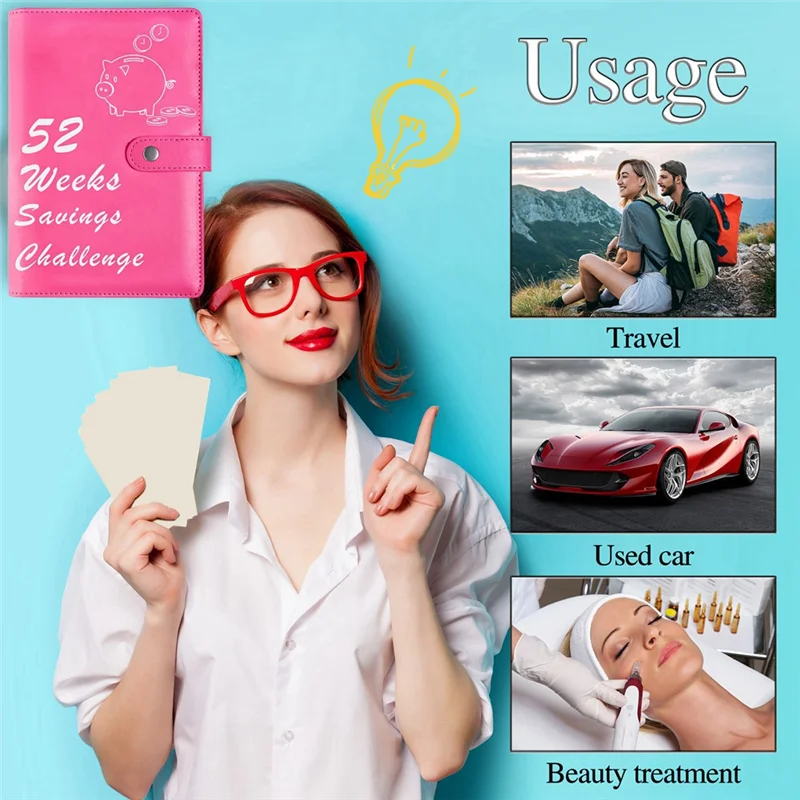A42Z-52 Week Money Saving Challenge Binder With Savings Challenges Book Cash Envelopes For Budget Planner Financial