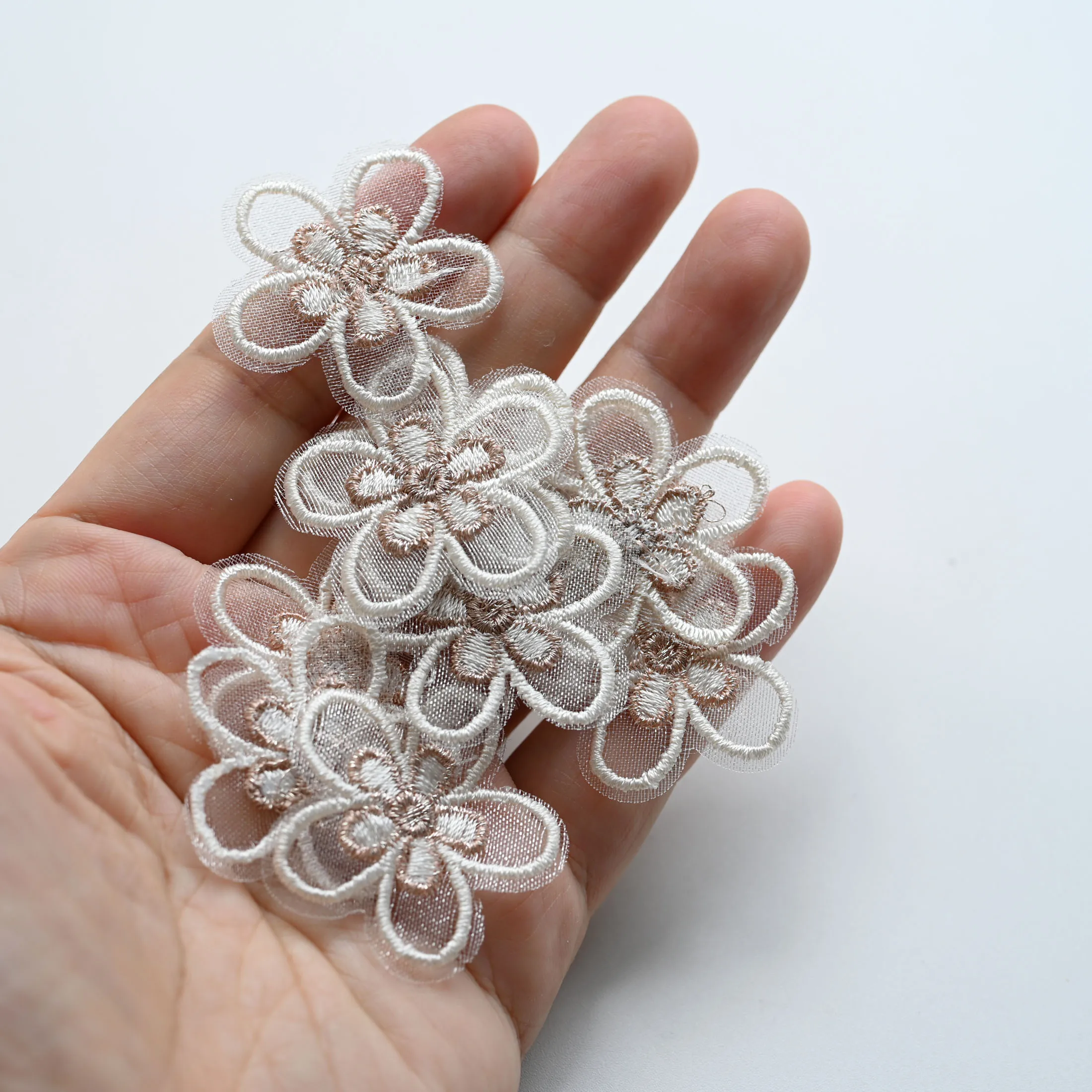 10 teil/los Fee organza blume Patches für Kleidung nähen auf parches Applique nähen auf parches Dekoration Abzeichen – Detail 1