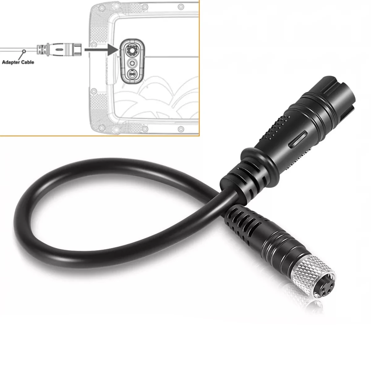 MX 1852075 MKR-US2-15 Universal Sonar 2 Adapter Cable for Lowrance Fishfinder, 4-pin Female to 8-pin Female, Black