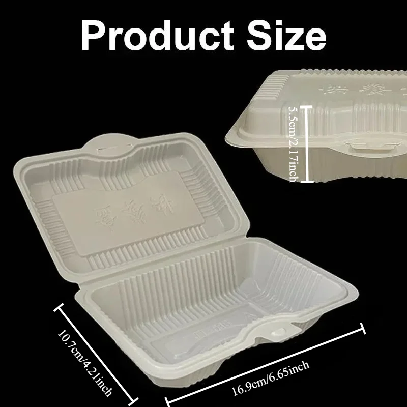 10/50PCS White High-capacity Plastic Flip Cover Takeout Box Disposable Fast Food Takeout Packaging Box Pack Leftovers Takeout