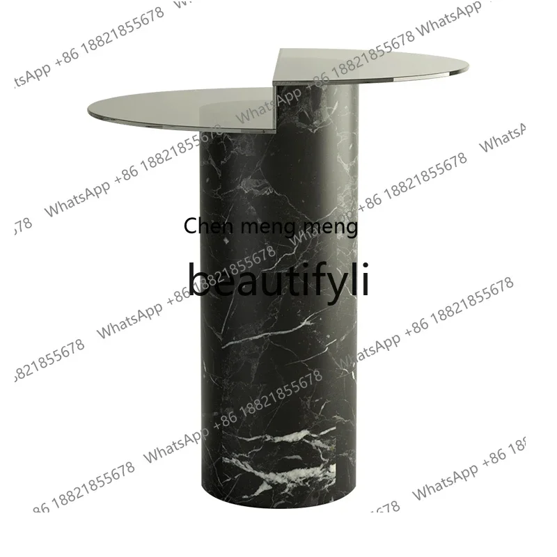 K182K182Dark series marble light luxury edge living room sofa corner Italian model room hotel glass side table