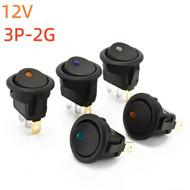 2/5PCS 12V Cat's Eye With Lamp Series 2 Gear 3 Foot Hole 20 MM Car To Change The Shape Of The Rocker Power Round Switch