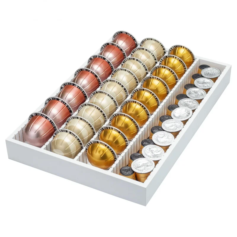 

Suitable for kitchen, home, office, bamboo coffee box storage rack, drawer insertion counter, compatible with capsules