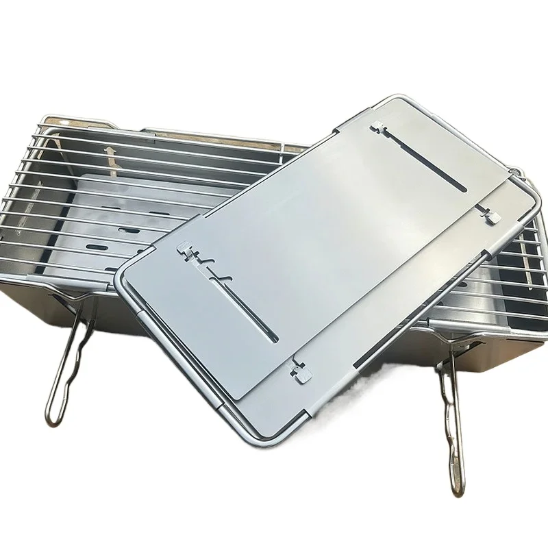 1 second opening and closing thickened stainless steel folding carbon oven 45 × 17 outdoor portable folding grill